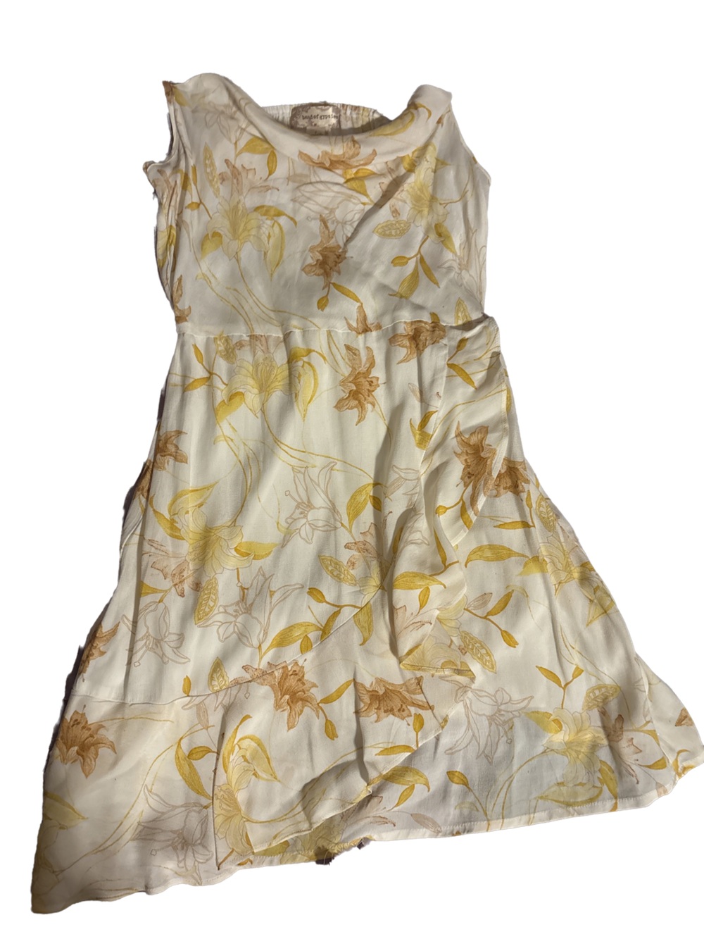 Band of Gypsies Cream Dress with Yellow and Tan Floral Print